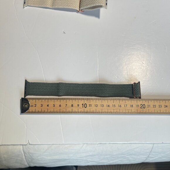 New 3 Apple Watch Series 8 Braided Watch Bands Green, Cream, and Pale Rose - Picture 2 of 5